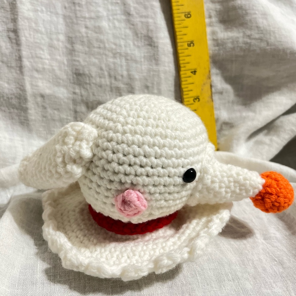 Handmade White and Orange Crochet Small Pet Toy